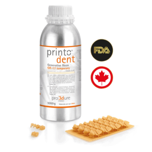 Pro3Dure printodent GR-17 temporary: 3D printing resin for crowns and bridges