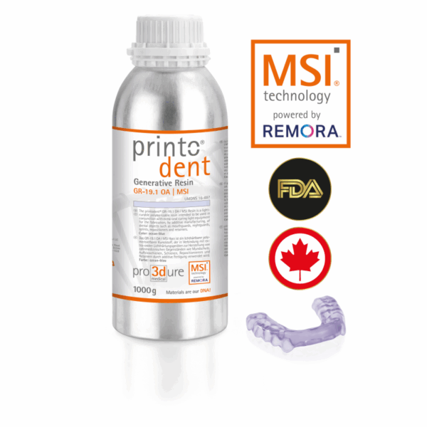Pro3Dure printodent GR-19.1 OA | OA MSI: 3D printing resin for orthodontic splints - Image 2