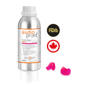Pro3Dure audioprint INR-1: earpieces 3D printing resin with wide colors range